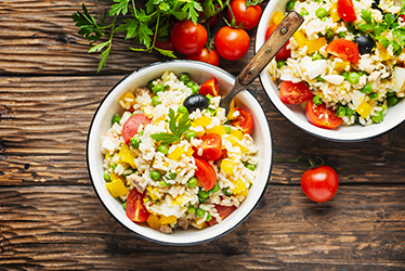 Cold summer salad with rice