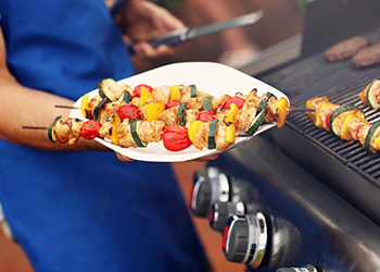 Grilled shashliks on plate