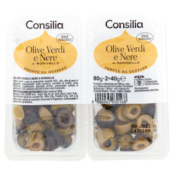 Olive nere e verdi a rondelle 80 gr