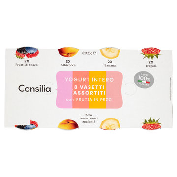 Consilia Yogurt Intero Ai Gusti Assortiti: Frutti di Bosco, Albicocca, Fragola, Banana 8x125 g