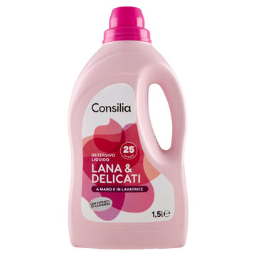 Consilia Detersivo a Mano e in Lavatrice Liquido Lana e Delicati 25 Lavaggi 1,5 L