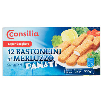 Consilia Bastoncini di Merluzzo in Croccante Panatura Surgelati 12x25 g